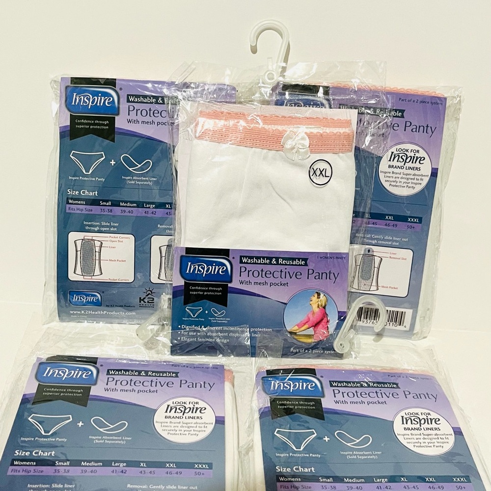 Inspire Protective Panty in White with Pink Trim Lot of 5